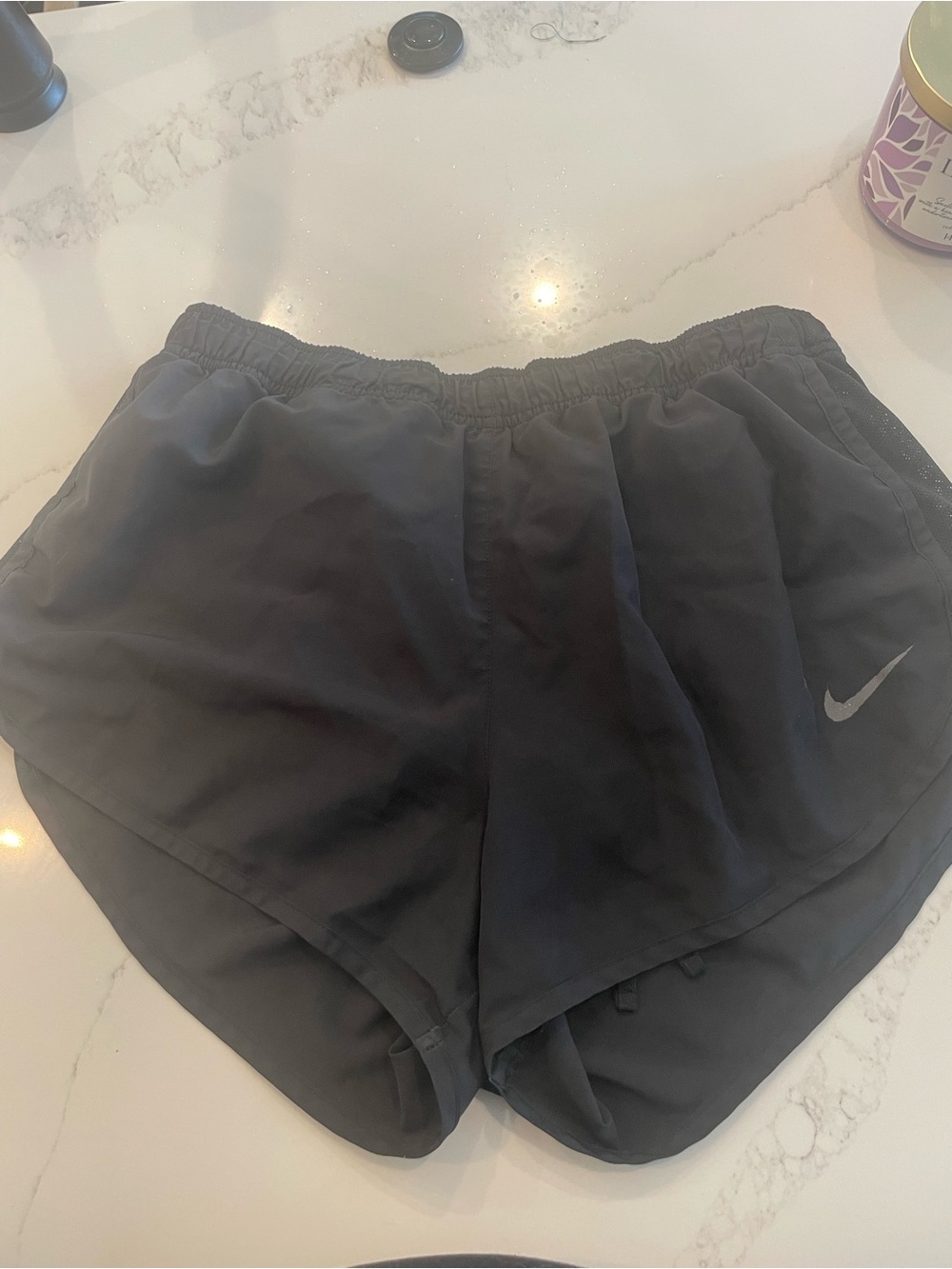 Nike Black Athletic Running Shorts with Reflective Swoosh